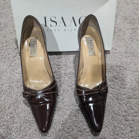 Isaac mizrahi heels size 8.5 brown leather pumps - Picture 2 of 10